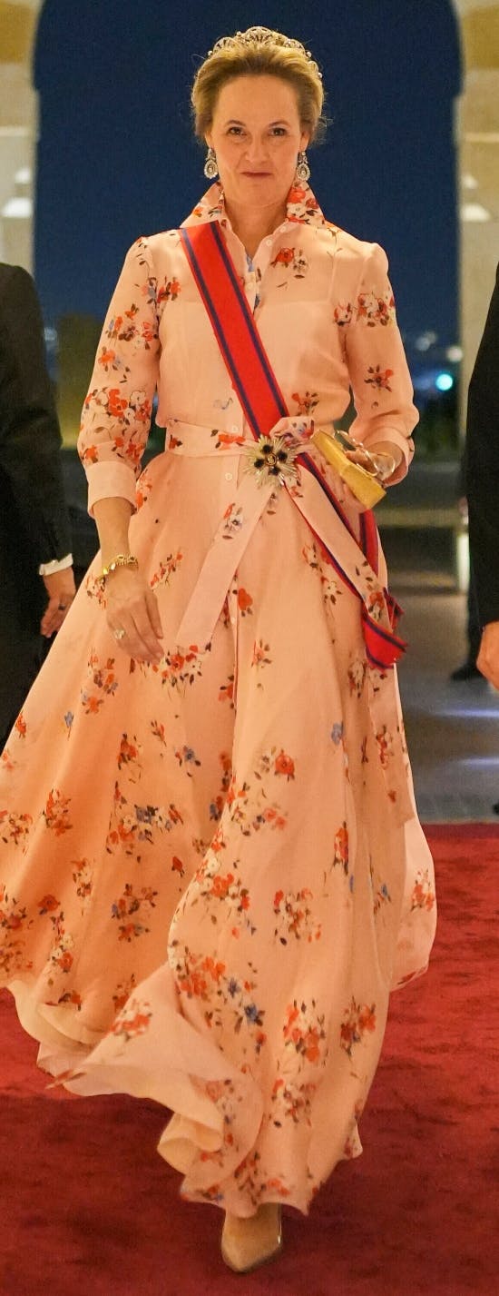 Arveprinsesse Sophie af Liechtenstein i blomstret romantisk stil fra Carolina Herrera.&nbsp;
