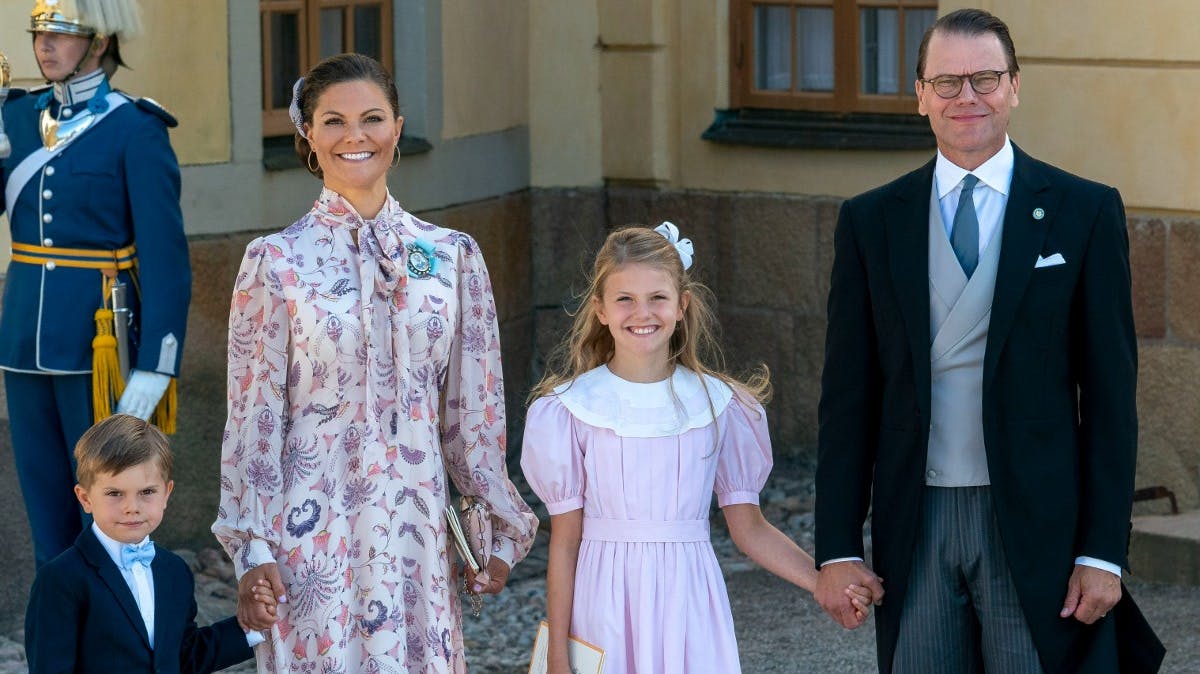 Prins Oscar, kronprinsese Victoria, prinsesse Estelle og prins Daniel