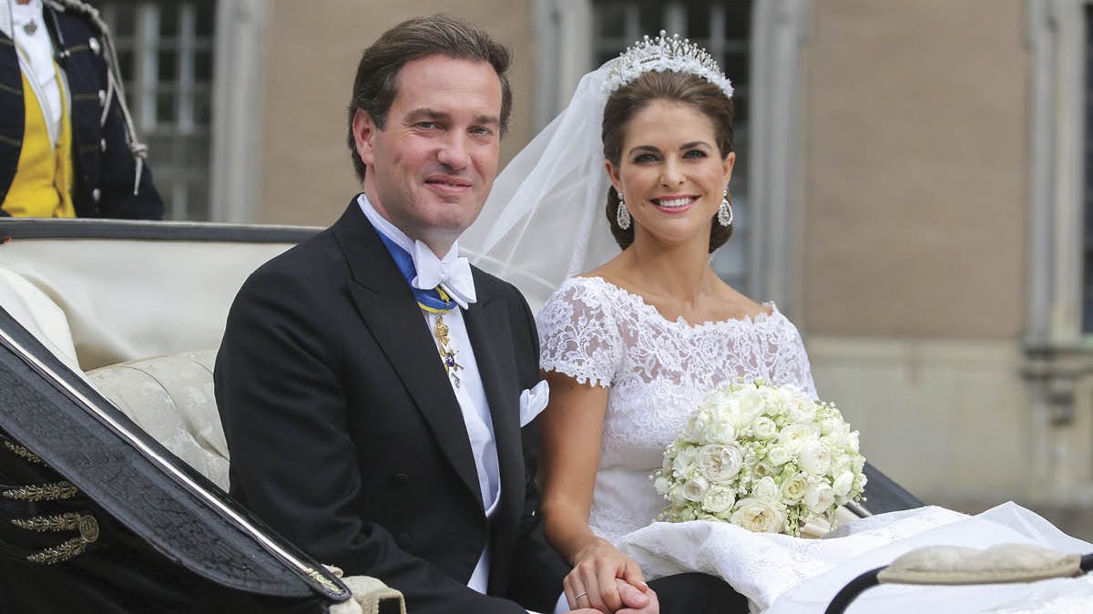 Christopher O'Neill og prinsesse Madeleine på bryllupsdagen 8. juni 2013.
