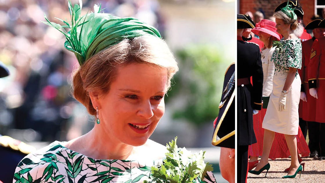 Dronning Mathilde stråler i hvid med flaskegrønne | BILLED-BLADET