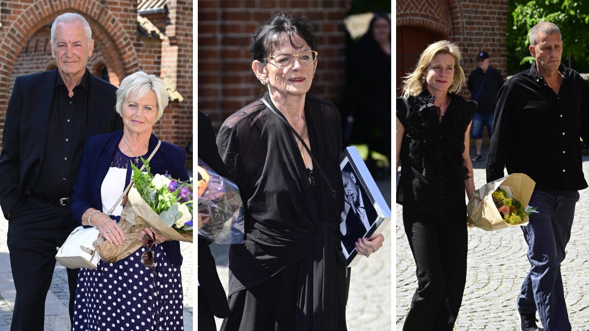 Familie og venner ankommer til Peter Bellis begravelse 