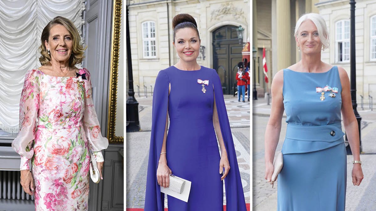 Gæster til festmiddag på Amalienborg. 