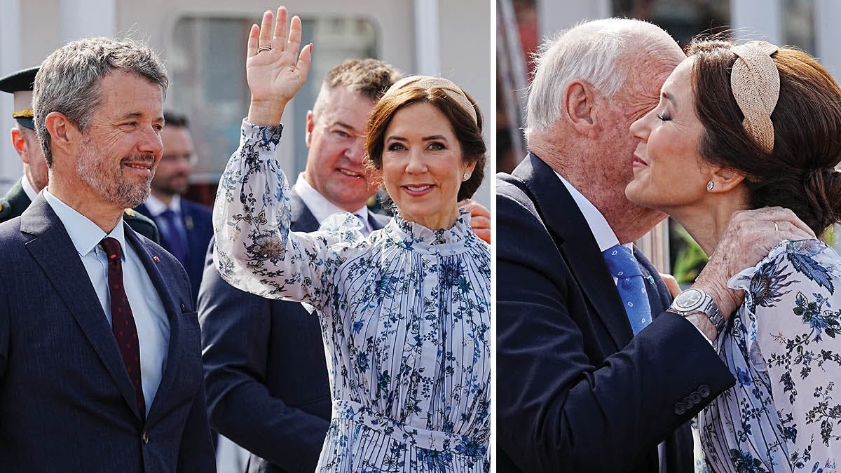  Kronprins Frederik og kronprinsesse Mary tog imod det norske kongepar. 