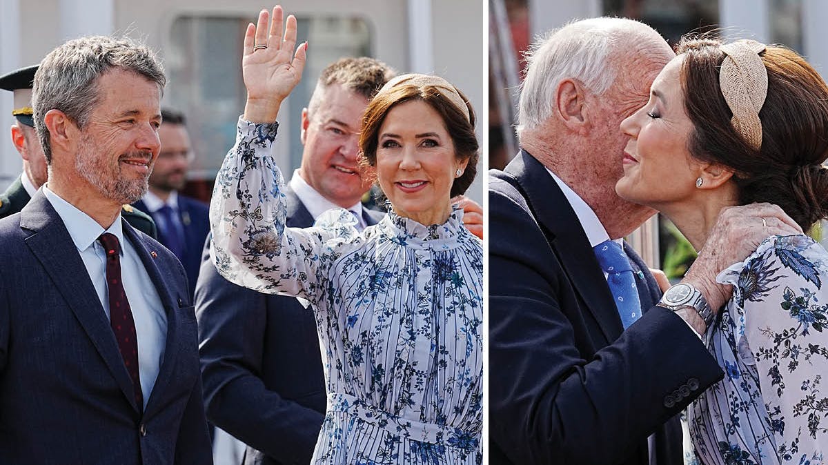 Kronprins Frederik og kronprinsesse Mary tog imod det norske kongepar.