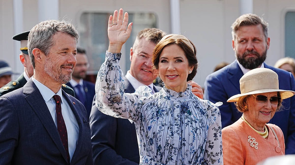 Kronprins Frederik, kronprinsesse Mary og dronning Sonja.