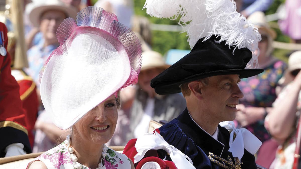 Hertuginde Sophie og prins Edward til Order of The Garter-service i Windsor 19. juni 2023.
