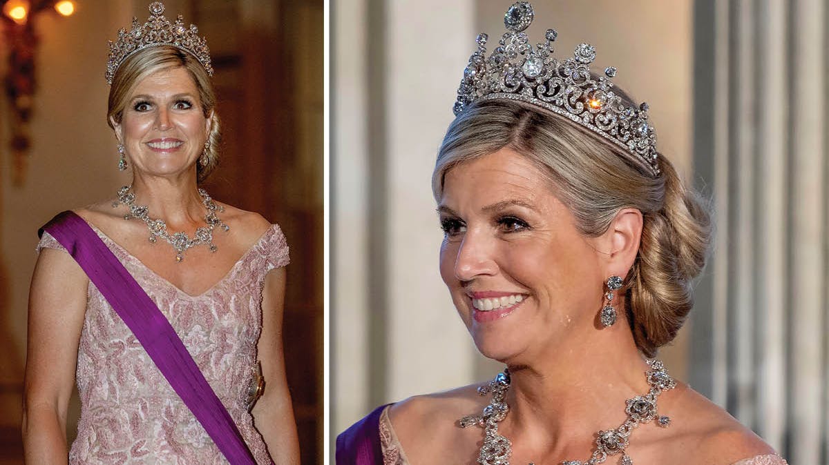 Dronning Maxima til statsbanketten i Belgien. 