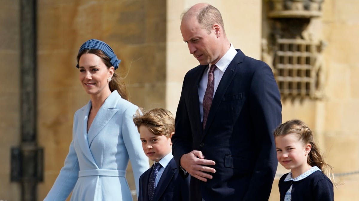 Prinsesse Kate, prins George, prins William og prinsesse Charlotte. 
