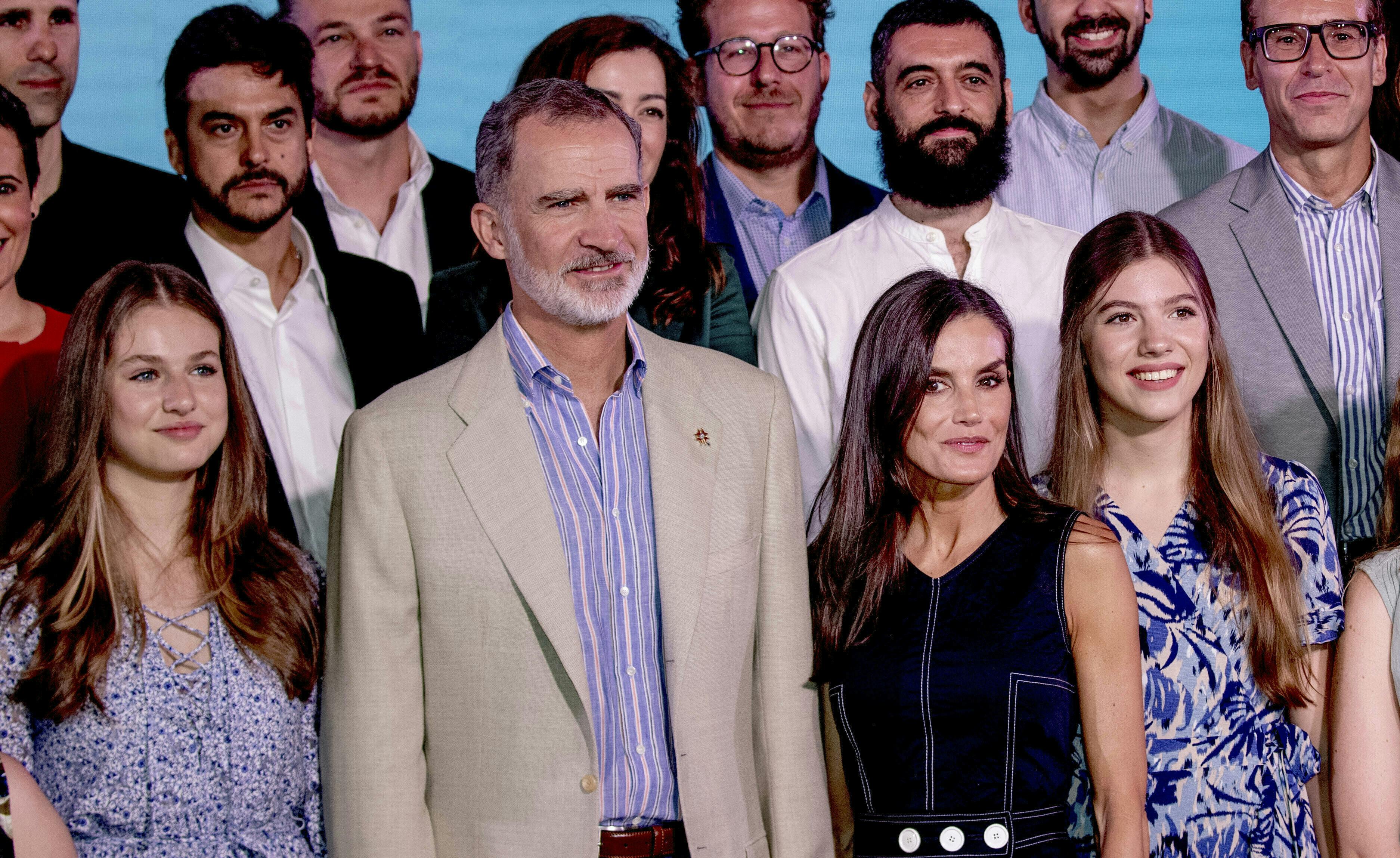 King Felipe, Queen Letizia, Princess Leonor and Princess Sofia of Spain at Hotel Camiral in Caldes de Malavella, on July 05, 2023, to attend meetings of the Advisory Board of the Foundation, a workshop-concert of the educational project AmplificARTE, the presentation of a study carried out with the KPMG consultancy on the occasion of the Princess of Girona Awards 2023 Photo by: Albert Nieboer/picture-alliance/dpa/AP Images