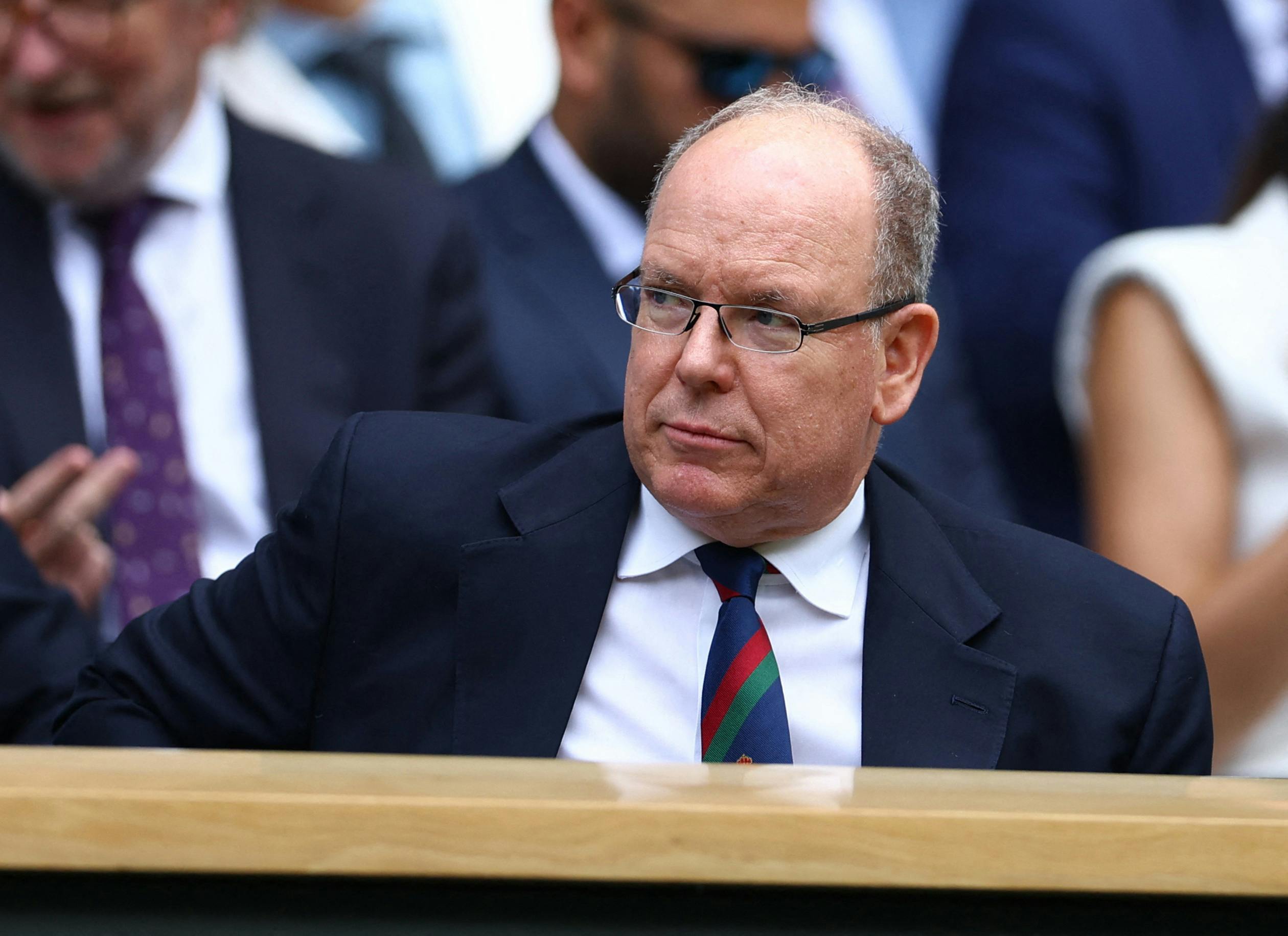 Tennis - Wimbledon - All England Lawn Tennis and Croquet Club, London, Britain - July 12, 2023 Prince Albert II of Monaco in the royal box on centre court before the start of play REUTERS/Hannah Mckay