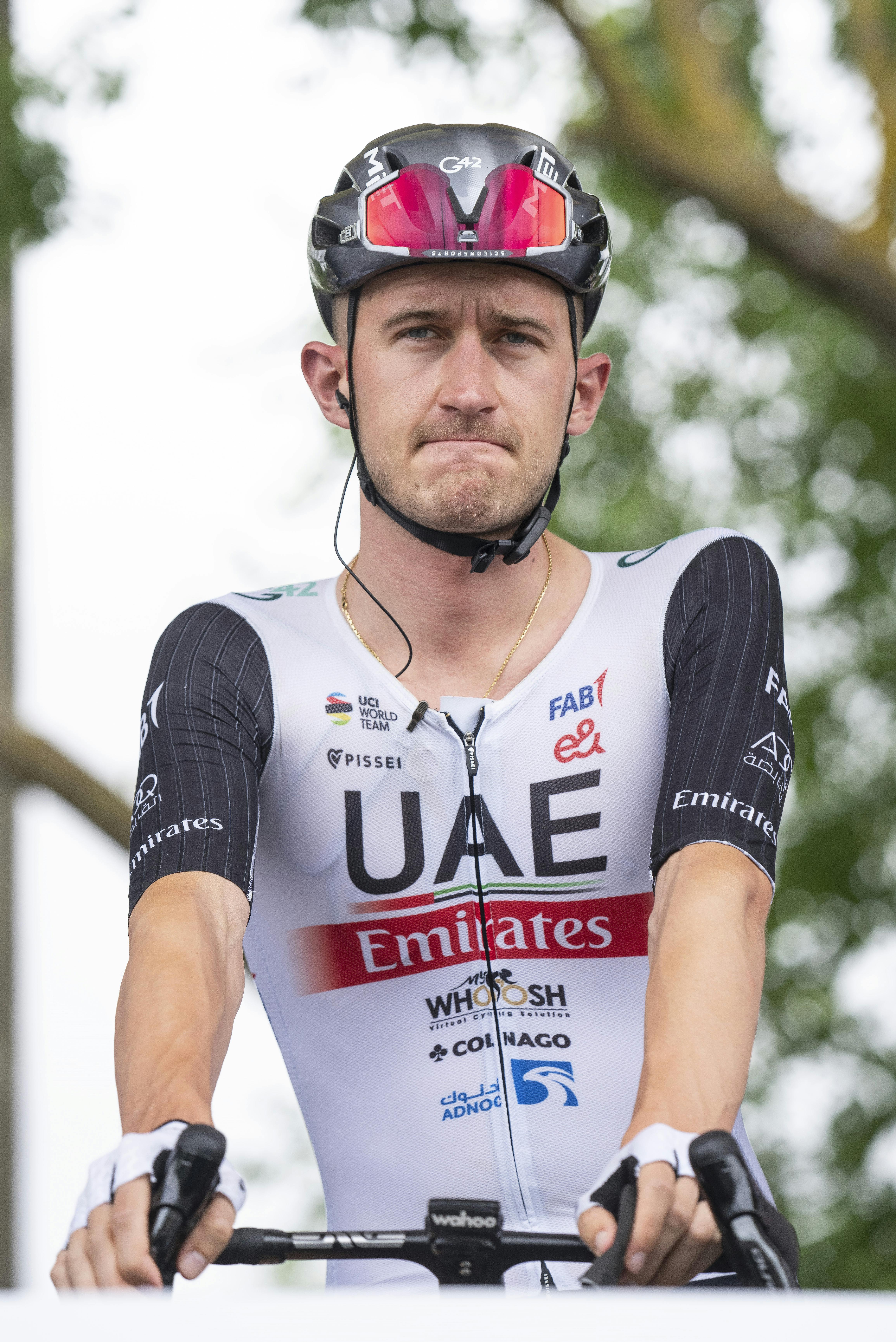 Mikkel Bjerg (UAE Team Emirates) ved præsentationen til anden etape af Tour de France, 208, 9 km fra Vitoria-Gasteiz til San Sebastian, søndag den 2. juli 2023.. (Foto: Bo Amstrup/Ritzau Scanpix)