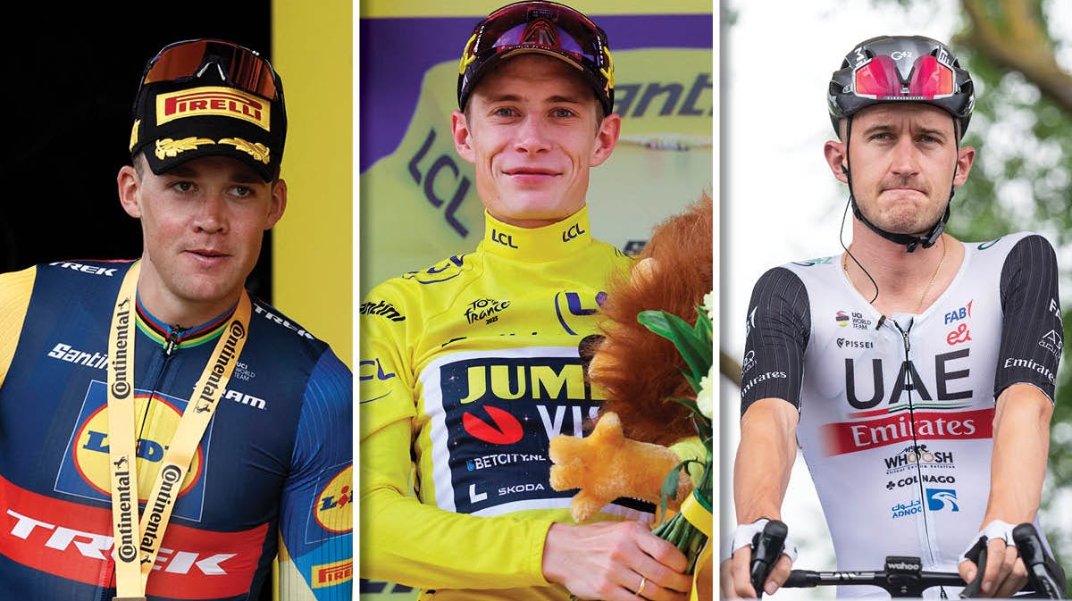 Mads Pedersen, Jonas Vingegaard og Mikkel Bjerg