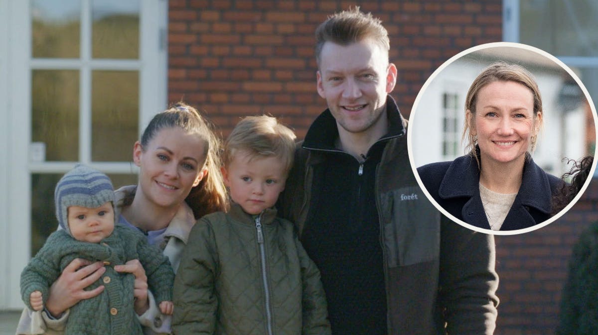 Sara Lygum sammen med Tina og David, samt parrets to sønner, Kalle og Osvald. 