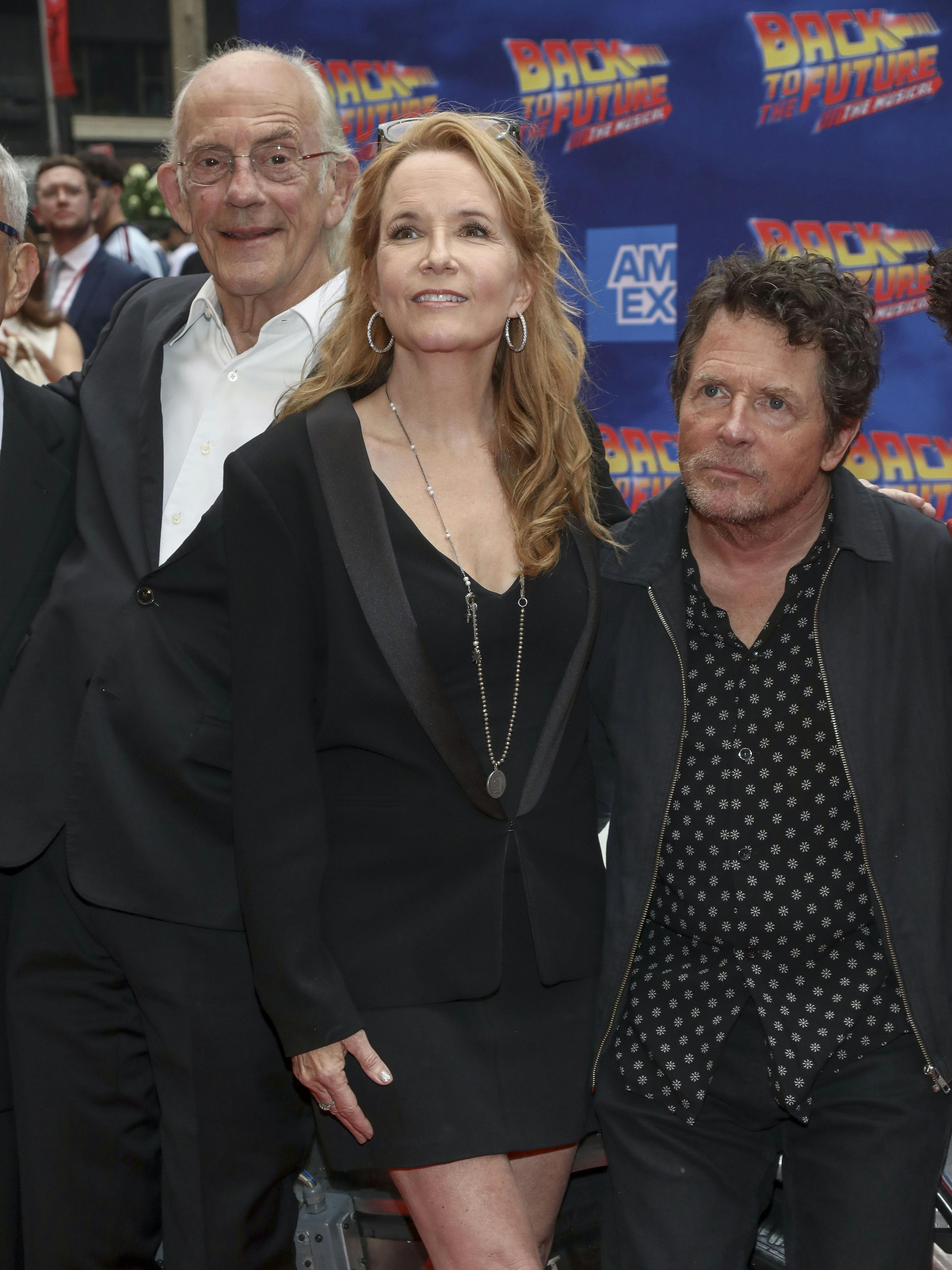  Christopher Lloyd, Lea Thompson og Michael J. Fox.