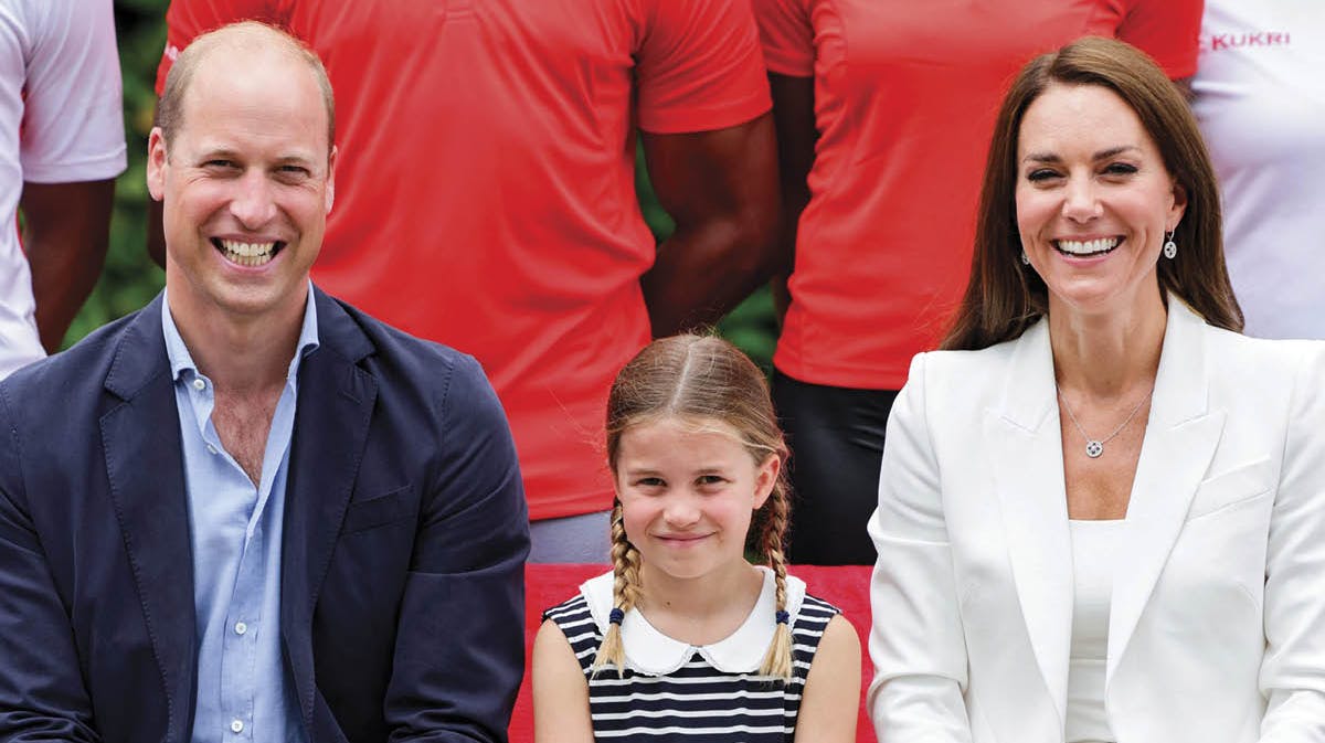 Prins William, prinsesse Charlotte og prinsesse Catherine.