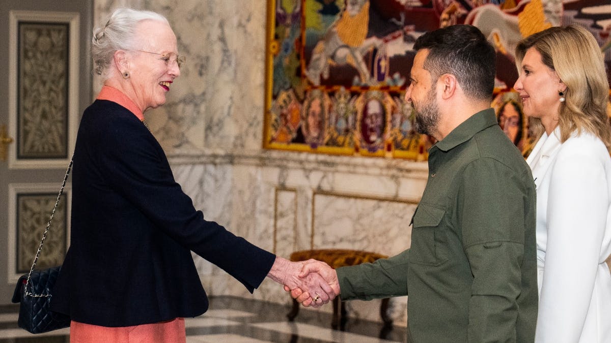 Dronning Margrethe og det ukrainske præsidentpar.&nbsp;