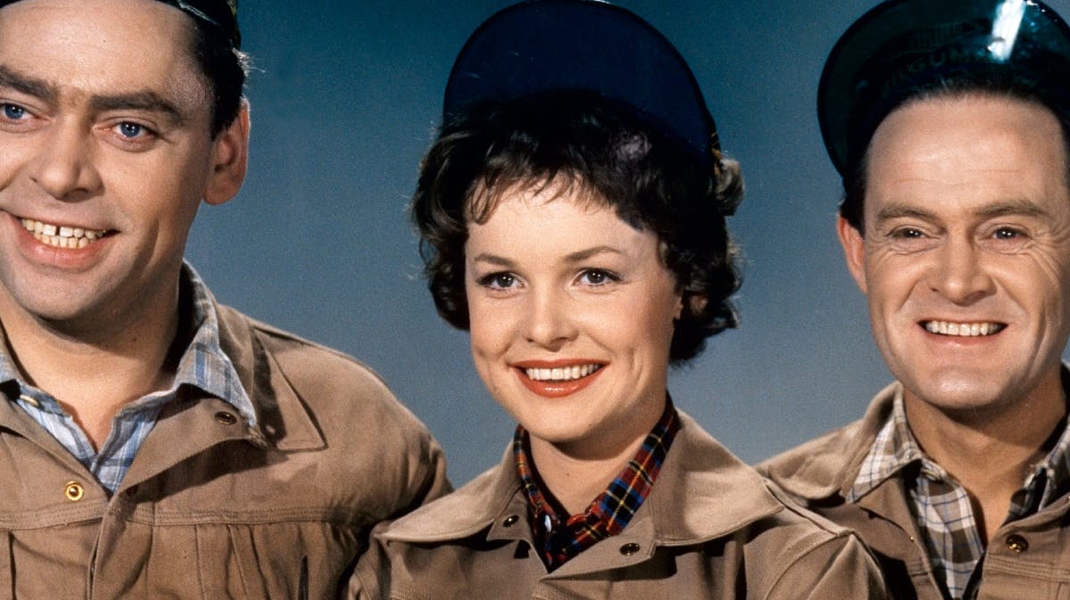 Ghita Nørby med Dirch Passer og Ove Sprogøe, som hun spillede sammen med i "Baronessen fra benzintanken". 