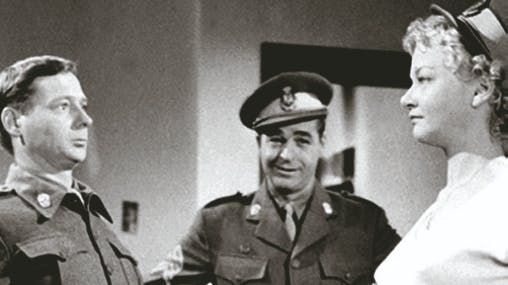 Paul Hagen, Carl Ottosen og Vera Stricker i ”Soldaterkammerater” fra 1958.