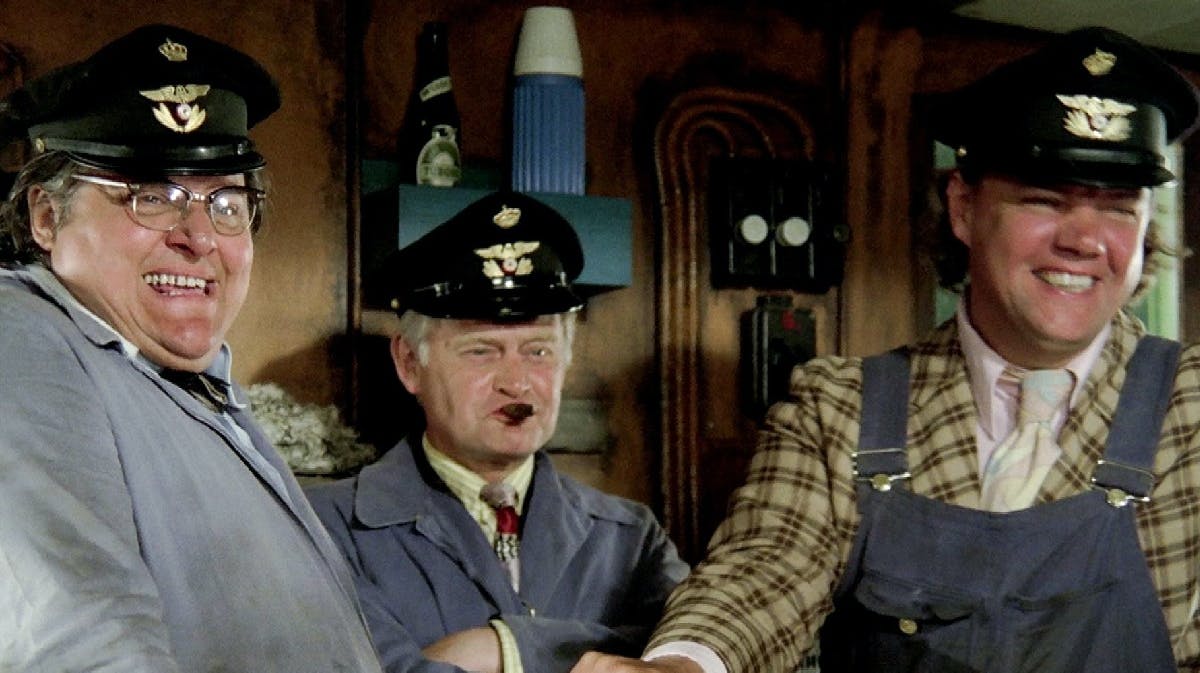 Poul Bundgaard, Ove Sprogøe og Morten Grunwald i "Olsen-banden på sporet". 