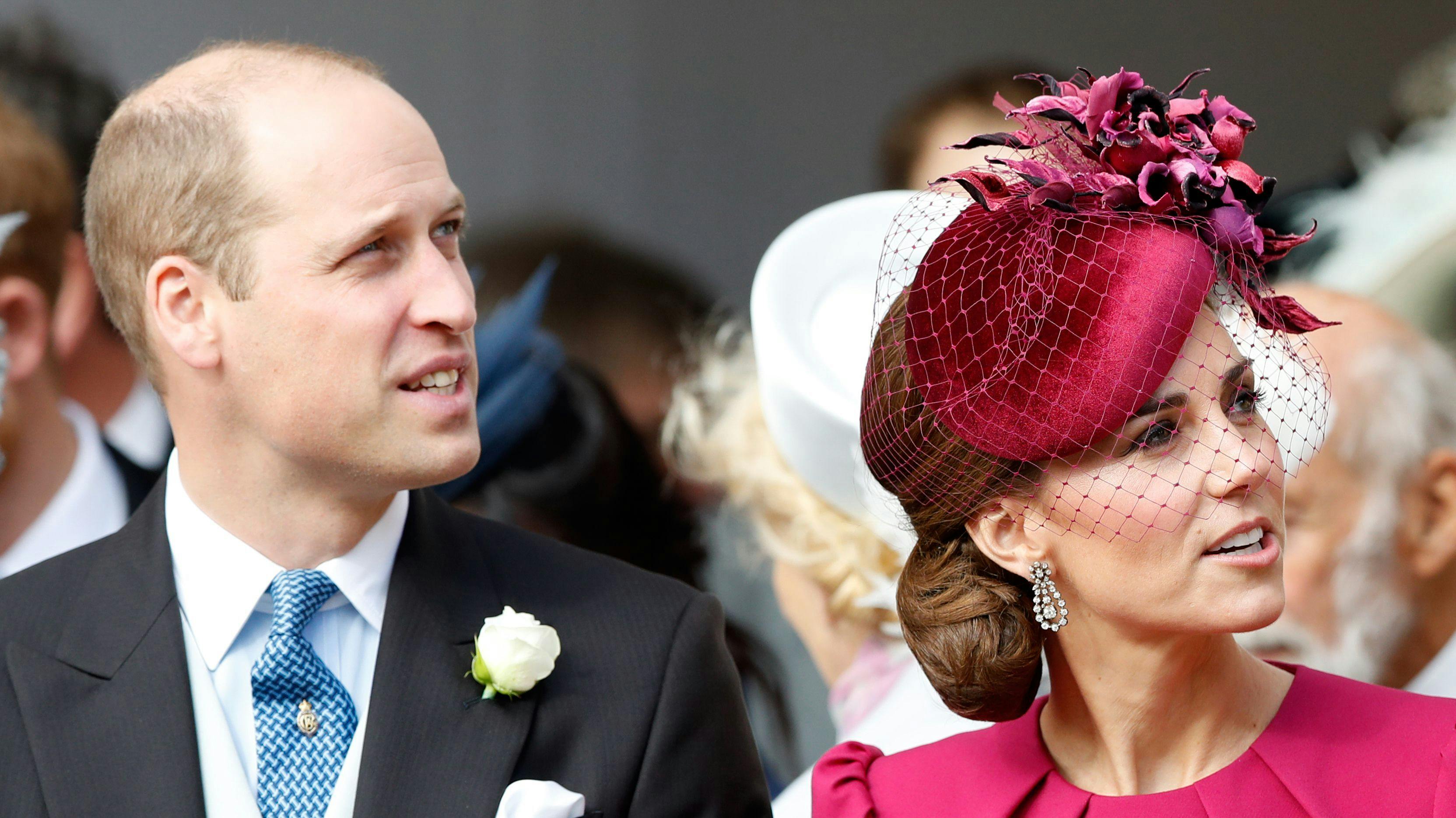 Britain's Prince William, Duke of Cambridge, (L) and Britain's Catherine, Duchess of Cambridge, (R) leave after attending the wedding of Britain's Princess Eugenie of York to Jack Brooksbank at St George's Chapel, Windsor Castle, in Windsor, on October 12, 2018. (Photo by Alastair Grant / POOL / AFP)