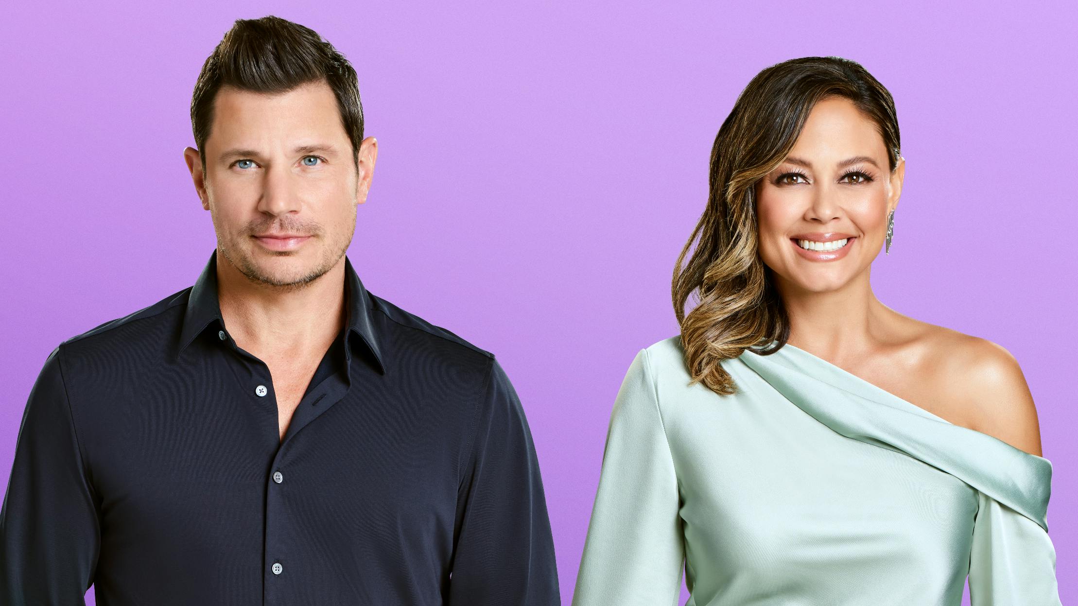 "Love is blind"-værterne Nick og Vanessa Lachey. 