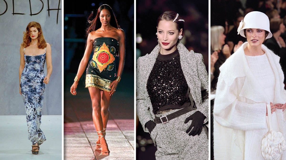 Cindy Crawford, Naomi Campbell, Christy Turlington og Linda Evangalista 