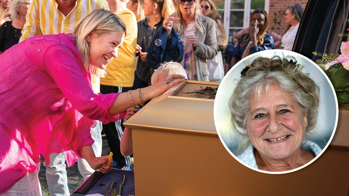 Barbara Topsøe-Rothenborg til sin mors bisættelse.