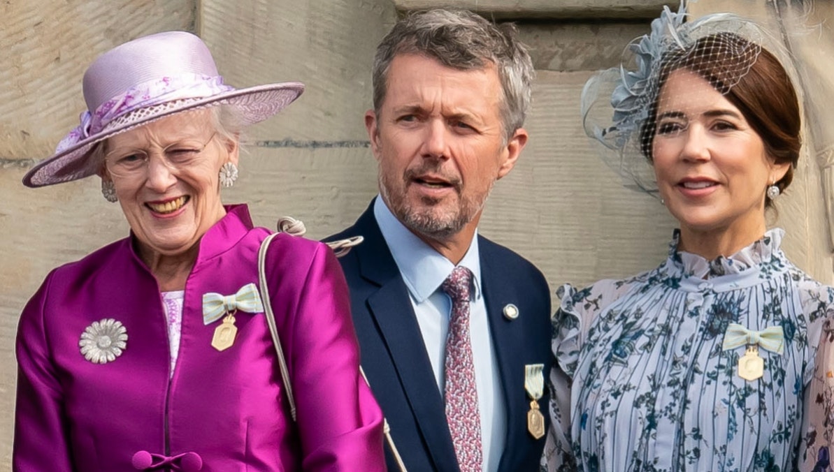 Dronning Margrethe, kronprins Frederik og kronprinsesse Mary 