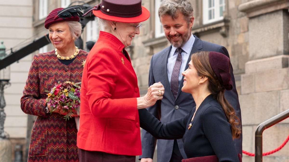 Dronning Margrethe, kronprinsparret og prinsesse Benedikte