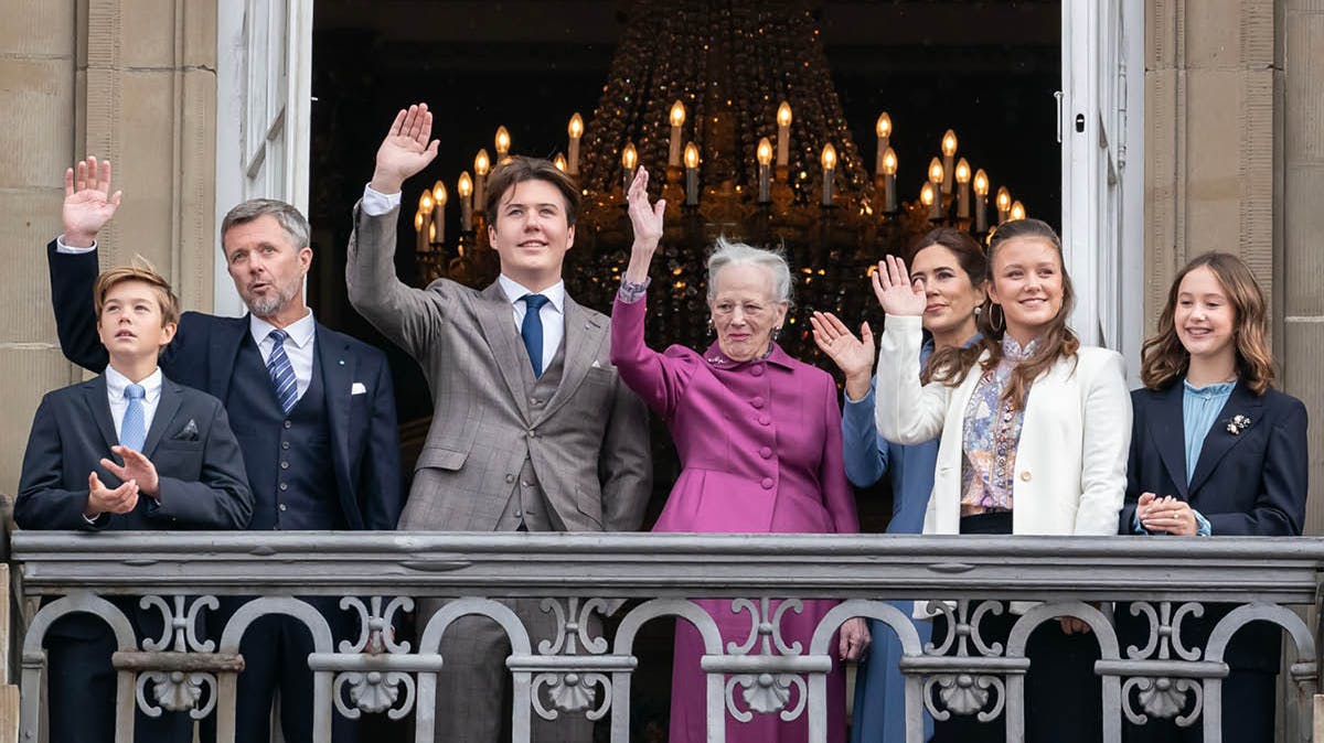 Den kongelige familie på prins Christians 18-års fødselsdag. 