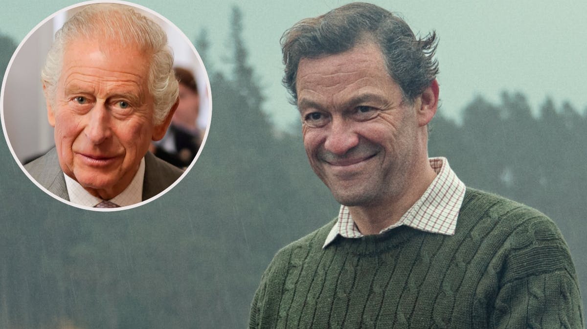 Kong Charles og Dominic West som prins Charles i "The Crown"