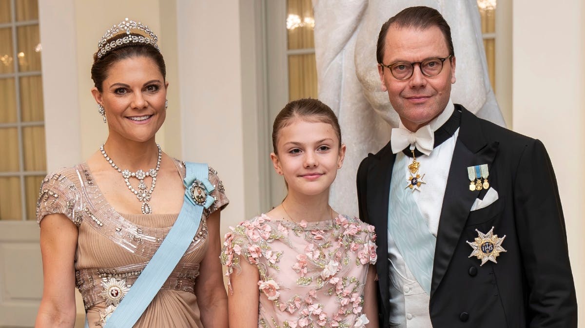 Prins Daniel med kronprinsesse Victoria og prinsesse Estelle under prins Christians 18-års fejring 