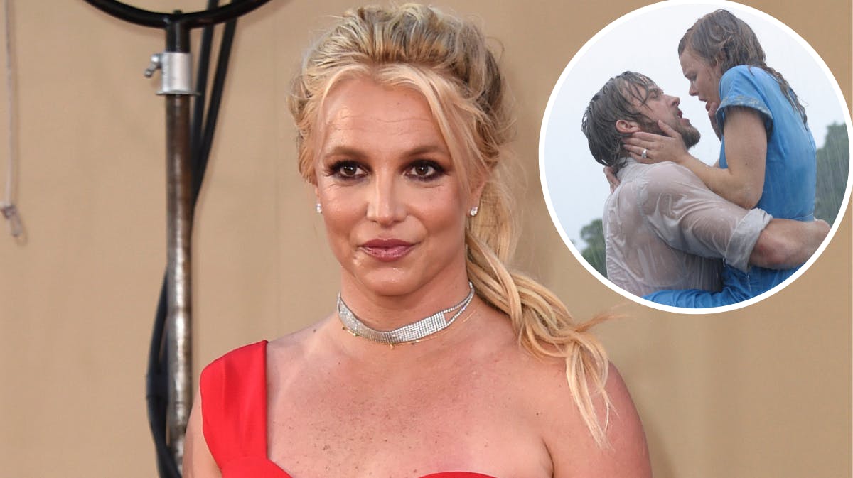 Britney Spears. Indsat foto: Ryan Gosling og Rachel McAdams i "The Notebook".