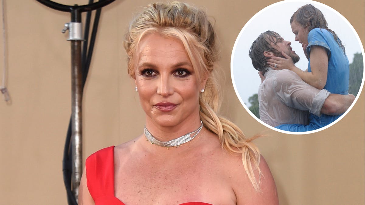 Britney Spears. Indsat foto: Ryan Gosling og Rachel McAdams i "The Notebook".