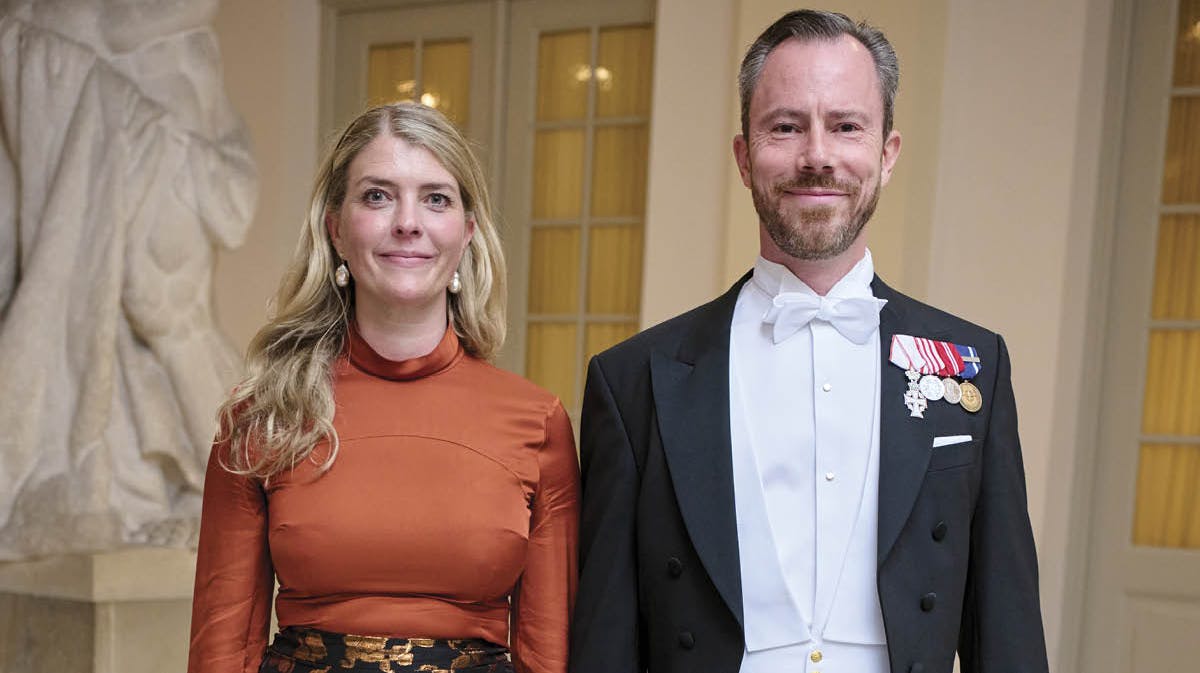 Anne Marie Preisler og Jakob Ellemann-Jensen til gallataffel på Christiansborg Slot i 2022.