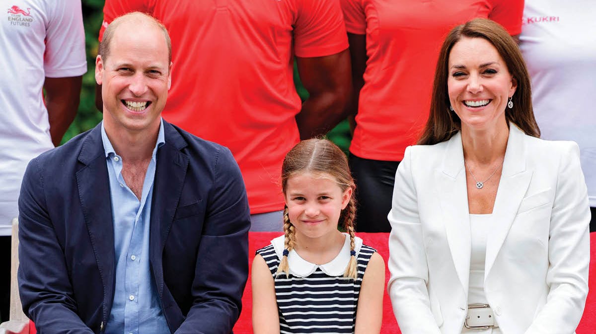 Prins William, prinsesse Charlotte og prinsesse Kate. 