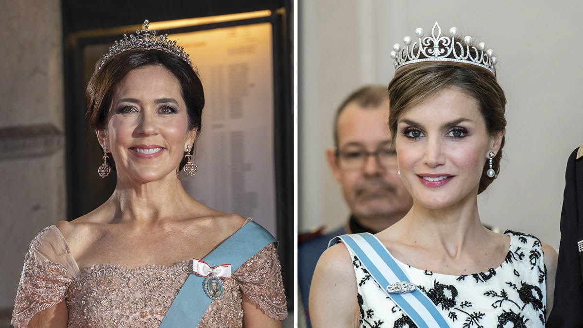 Kronprinsesse Mary i 2018 og dronning Letizia i 2015.