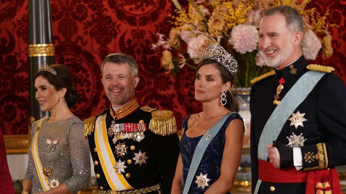 Kronprinsesse Mary, kronprins Frederik, dronning Letizia og kong Felipe.&nbsp;