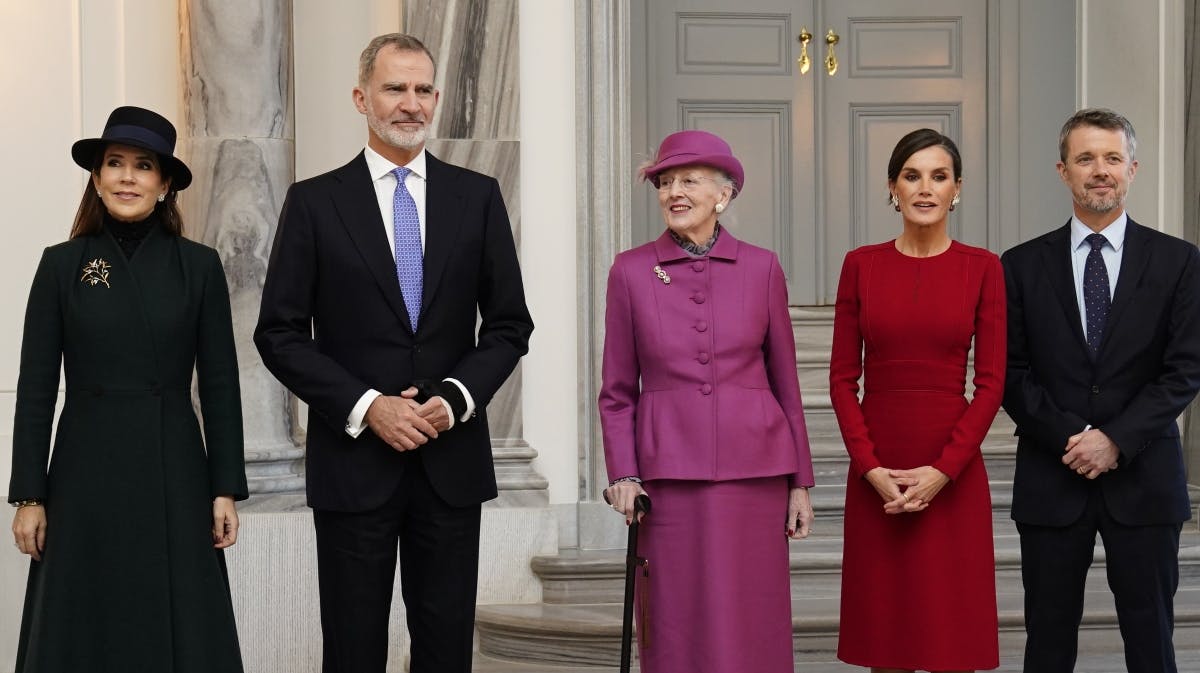 Kronprinsesse Mary, kong Felipe, dronning Margrethe, dronning Letizia og kronprins Frederik. 