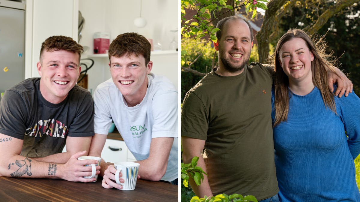 Brødrene Asger og Tue samt kæresteparret Kresten og Mia 