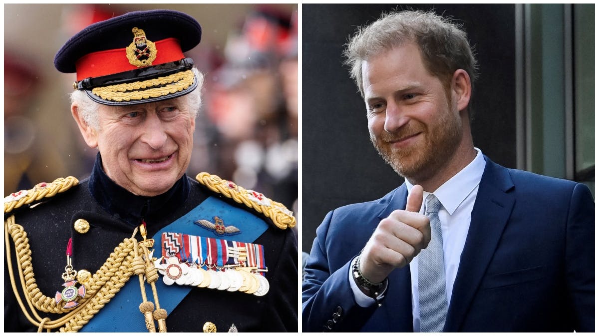 Kong Charles og prins Harry.