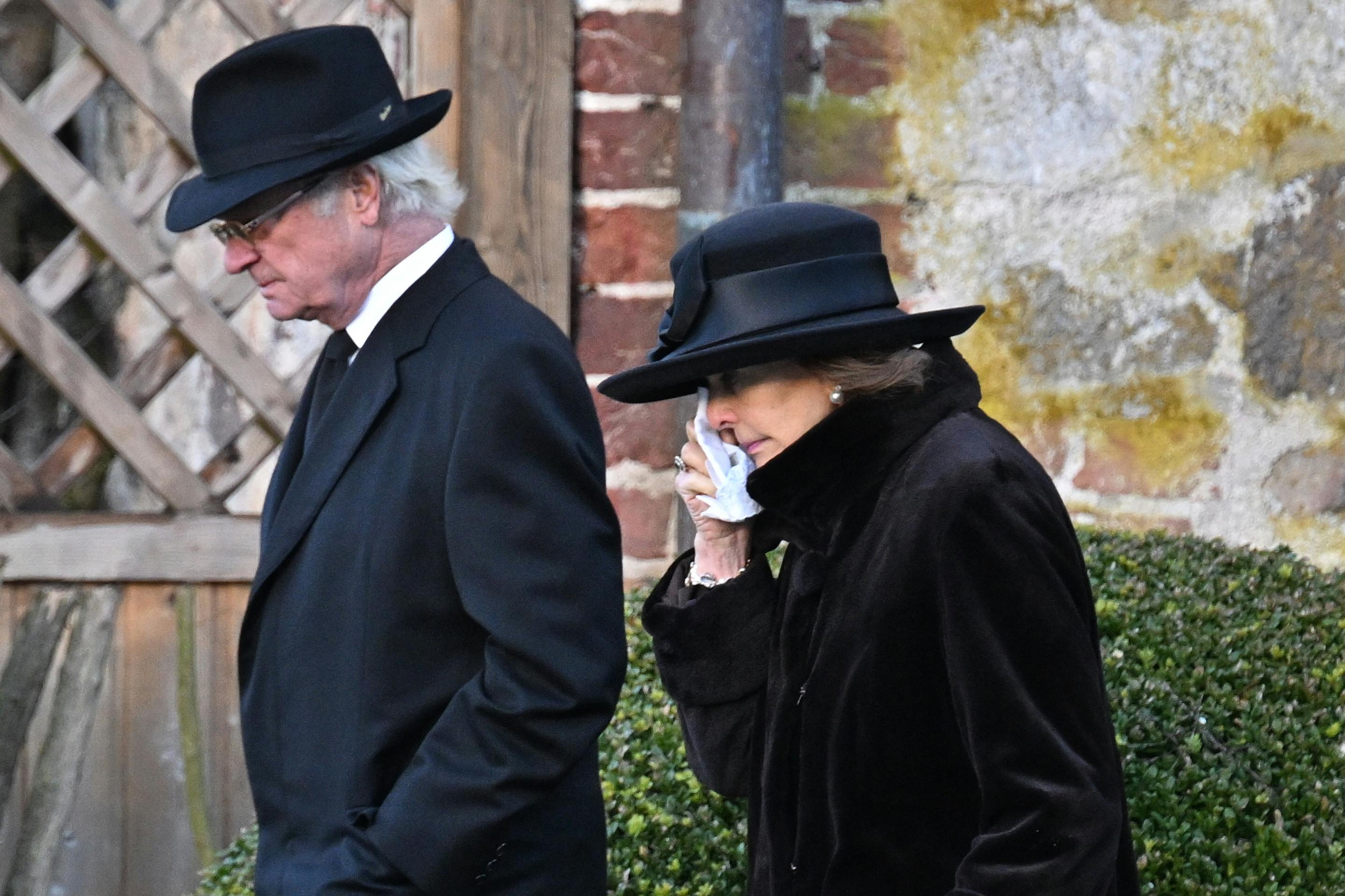 TROLLE WACHTMEISTER FUNERAL Queen Silvia and King Carl XVI Gustaf leave Count Hans-Gabriel Trolle Wachtmeister's funeral in Trolle Ljungby, Sweden on November 24, 2023. The funeral ceremony was held in Trolle Ljungby church. Photo: Johan Nilsson / TT / Code 50090 royals King Carl Gustaf Queen Silvia funeral royalty