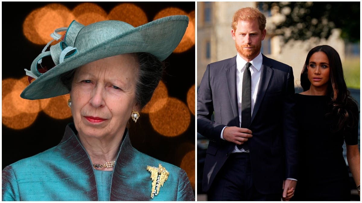 Prinsesse Anne samt Harry og Meghan.