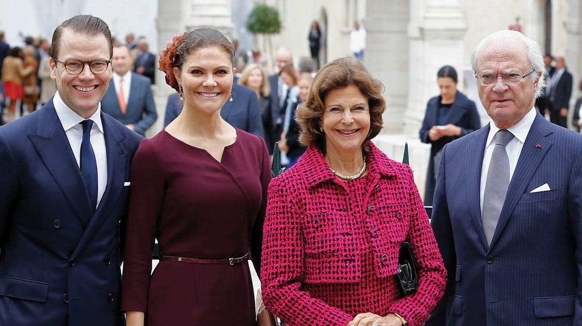 Prins Daniel, kronprinsesse Victoria, dronning Silvia og kong Carl Gustaf.