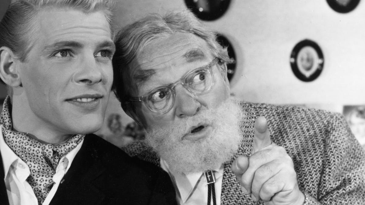 Peter Malberg som onkel Anders i "Far til fire". Her over for Ib Mossin. 