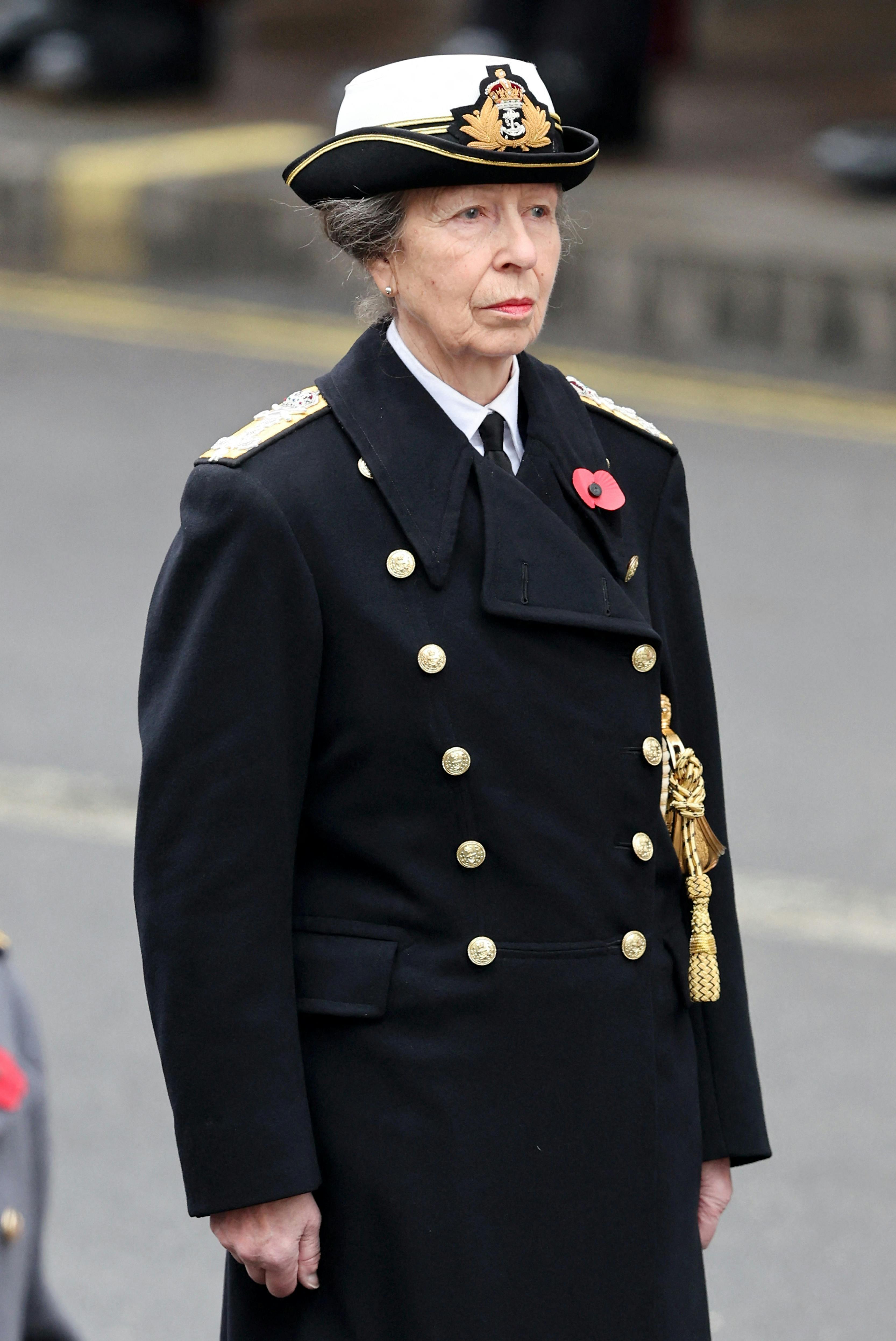 Britain's Anne, Princess Royal, attends the National Service of Remembrance at The Cenotaph on Whitehall in London, Britian November 12, 2023. Chris Jackson/Pool via REUTERS