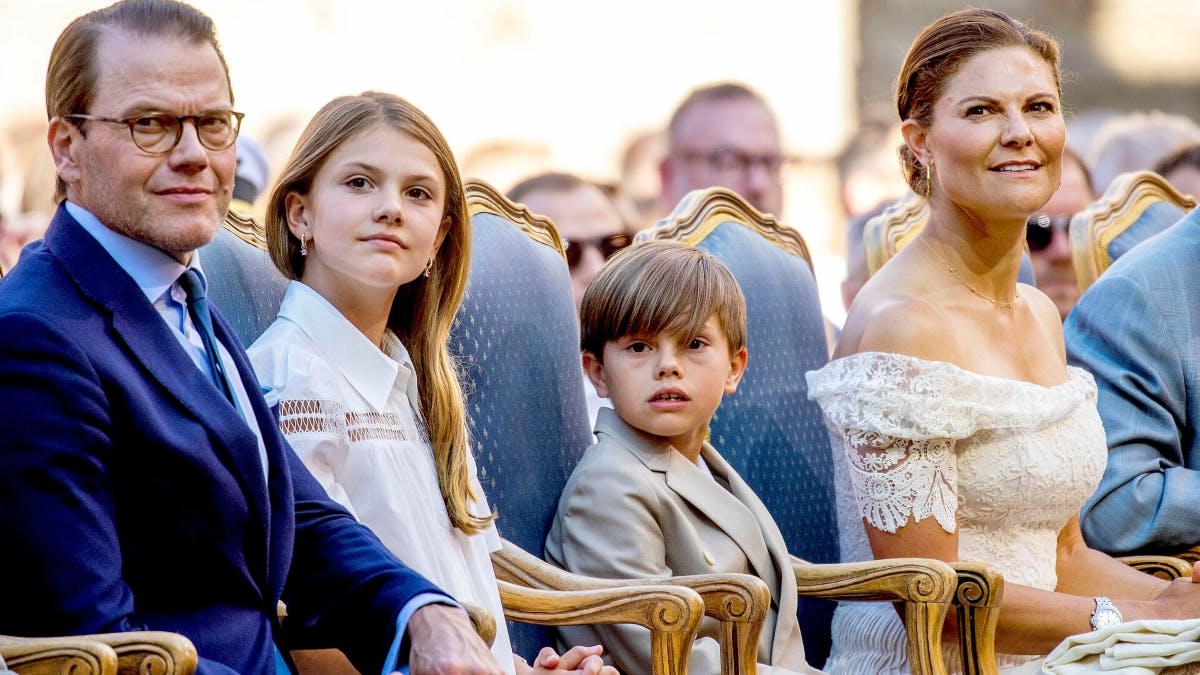Prins Daniel, prinsesse Estelle, prins Oscar og kronprinsesse Victoria