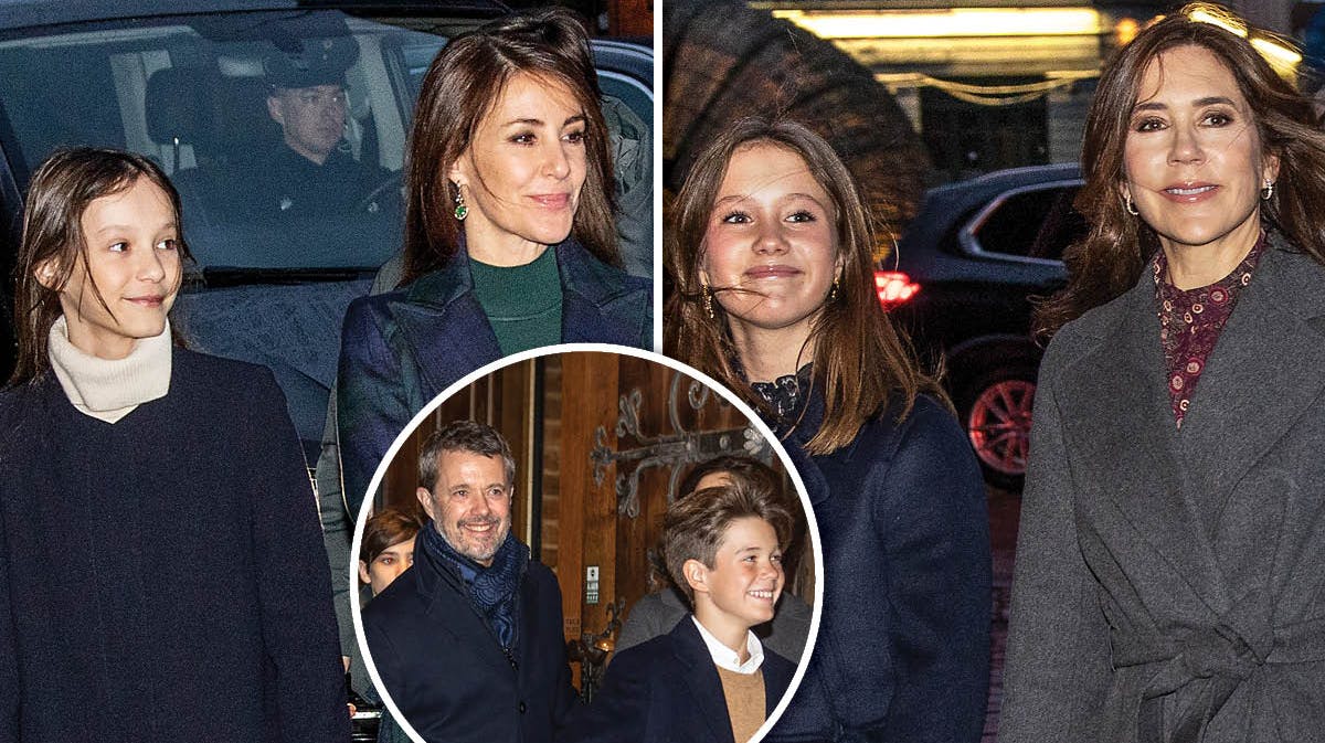 Den kongelige familie til julegudstjeneste 2023. 