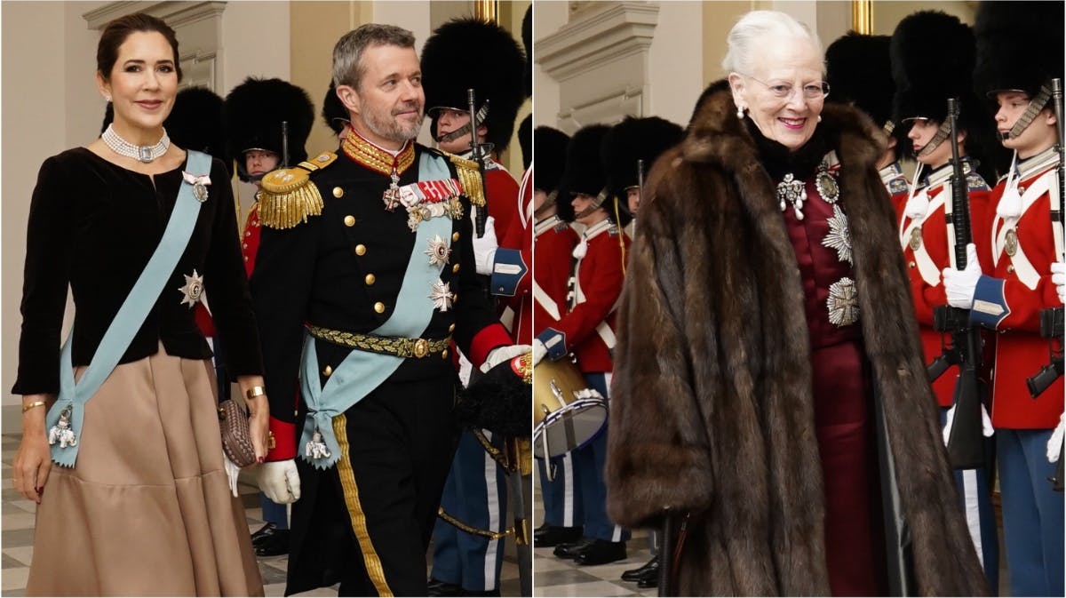 Kronprinsesse Mary, kronprins Frederik og dronning Margrethe. 