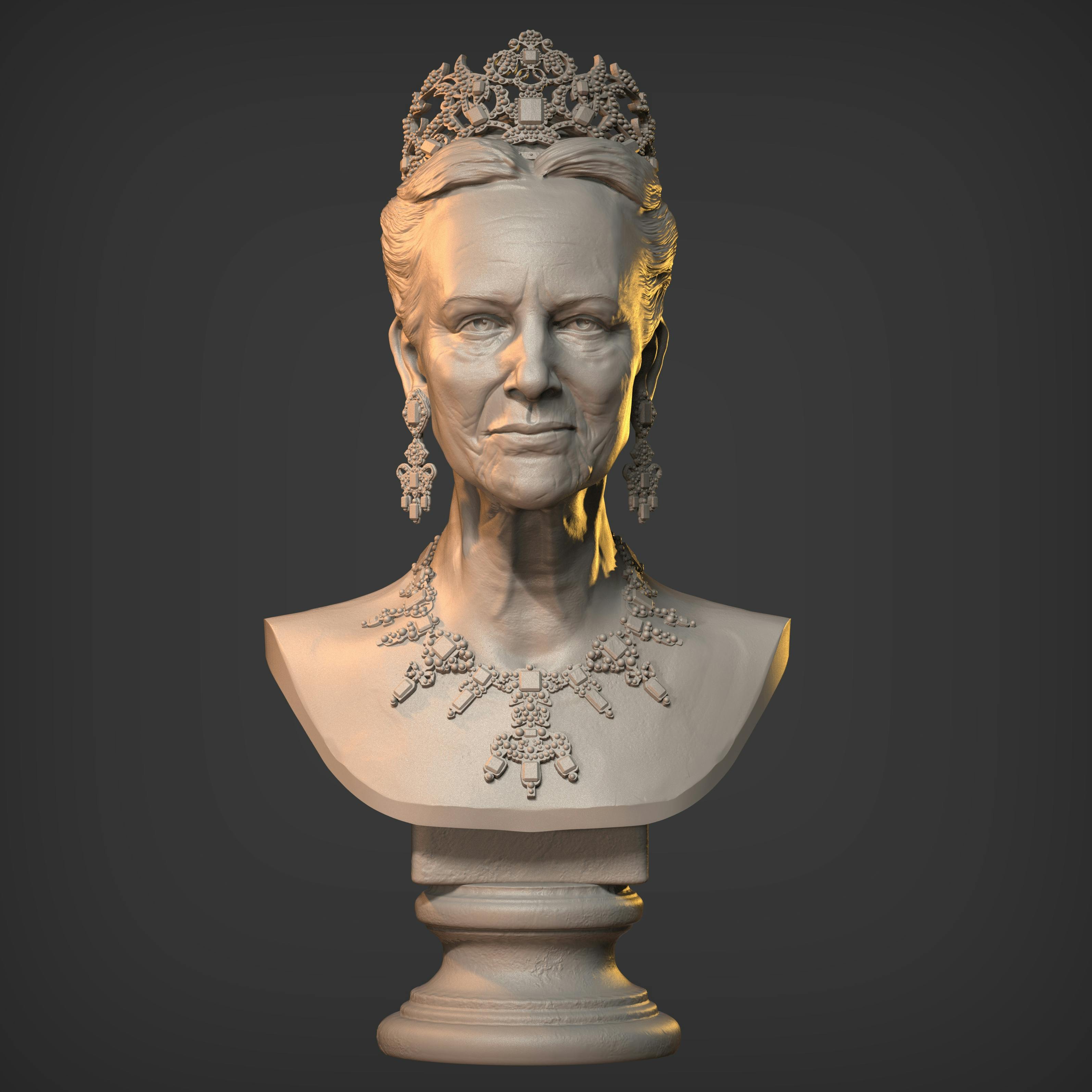 Jim Lyngvilds nye buste af dronning Margrethe.
